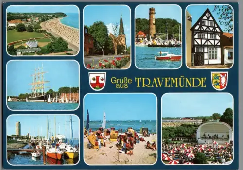 AK Grüße aus Travemünde Mehrbildkarte Ostseebad K1061