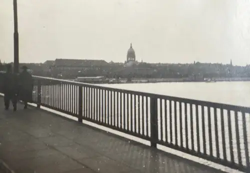 Foto Mobilmachung 1939 WW2 wohl Mainz Rheinbrücke & Dom Silhouette