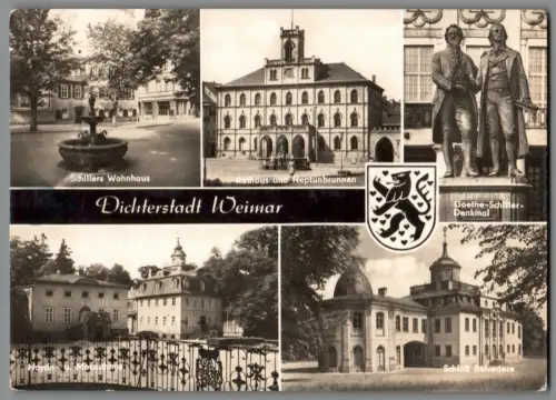AK Foto Dichterstadt Weimar Goethe Schiller Belvedere 1969 gelaufen (B2274)