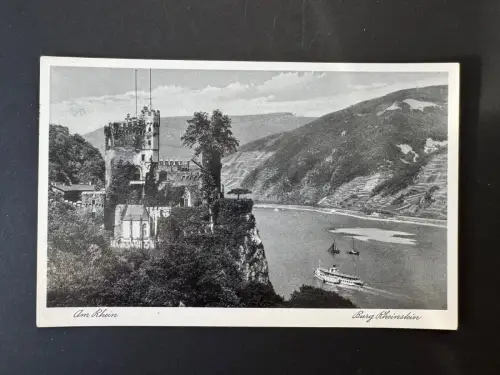 AK  Foto Am Rhein, Burg Rheinstein – Stempel Schnelldampfer Mainz (B1 162)