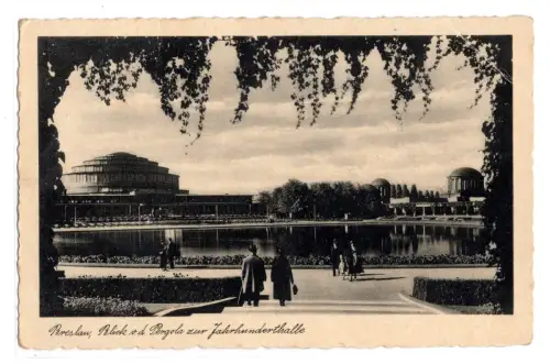 AK Wrocław Breslau Polen Jahrhunderthalle Pergola ungelaufen B2033
