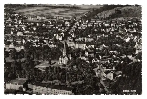 AK Foto Thale Harz mit Kirche Luftaufnahme Berghotel Rosstrappe DDR (B1 246)