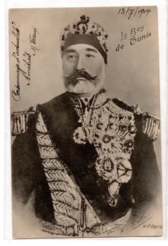 AK Mohamed el-Hadi Bey Tunis 1904 Glitzer Relief Dijon Frankreich (B2195)