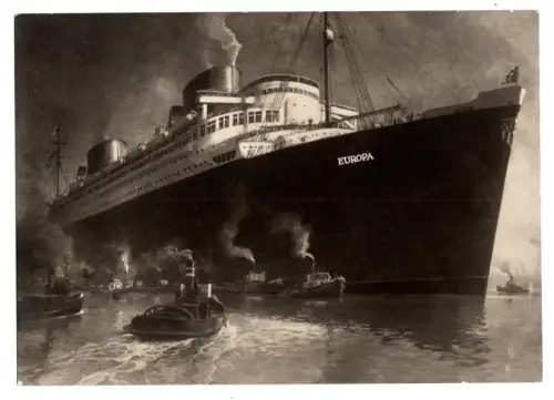 AK Dampfer Europa Norddeutscher Lloyd Bordstempel D. Roland auf See (B2189)