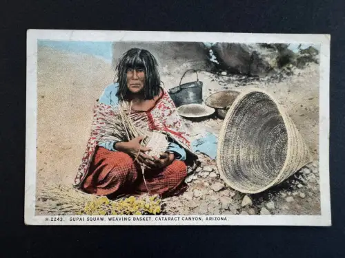 AK Supai Arizona, Cataract Canyon, Indianische Korbflechterin, ca. 1920 (B1 238)