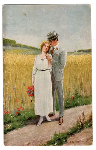 AK R. Borrmeister „Sommertag“ Liebespaar im Feld um 1910 Verlag Wolff