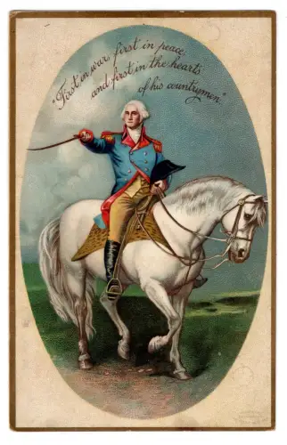 AK George Washington Reiter USA Patriotik geprägt Vintage ca. 1900 (B2209)