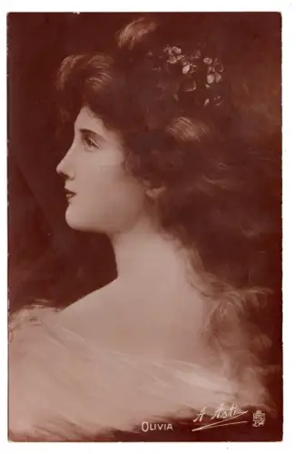 Künstler AK „Olivia“ – Asti-Köpfe Nr. 356B – Brom-Silverette –  Tuck & Sons