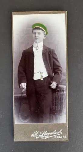 CdV Foto Student mit Couleurmütze Roda Sachsen-Anhalt, A. D. Zscharnack, (C2078)