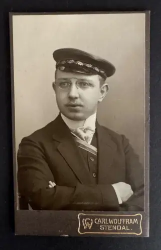 CdV Student Couleur Mütze Widmung Leipzig WS 1908/09 Wolffram Stendal (B2001)