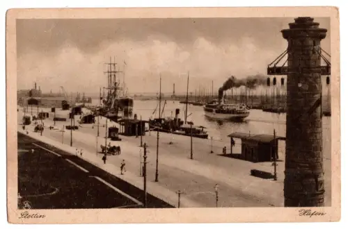 AK Stettin Hafen (Szczecin, Polen) Postkarte 1935 – Dampfer, gelaufen (B1 172)