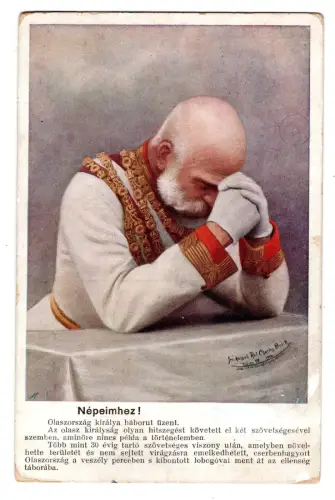 AK Kaiser Franz Joseph Ungarn/Österreich, Text auf ungarisch, Monarchie (B1 184)