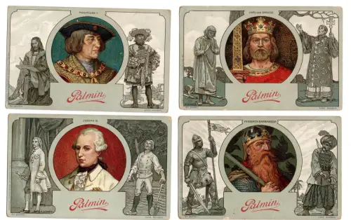 Palmin Sammelbilder Serie 56 Berühmte Deutsche Kaiser (4 Stück, 1900er) B1 269
