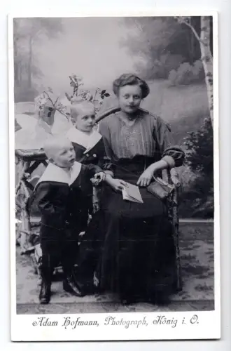 Kabinettfoto Mutter 2 Kinder Bad König Odenwald Hofmann ca. 1910 (70)