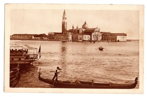 AK Venedig San Giorgio Gondel Sepia wohl Kupfertiefdruck ca. 1900 (B2051)
