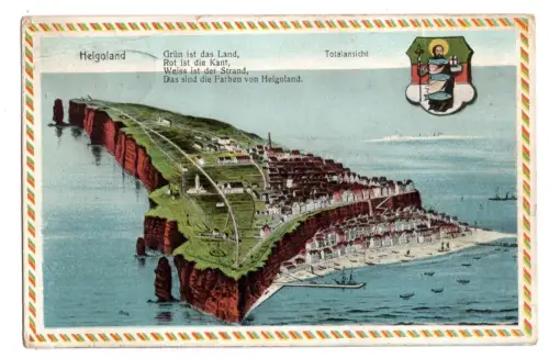 AK Helgoland Totalansicht gelaufen 1911 Schiffspost Stempel Cobra Hamburg B2162