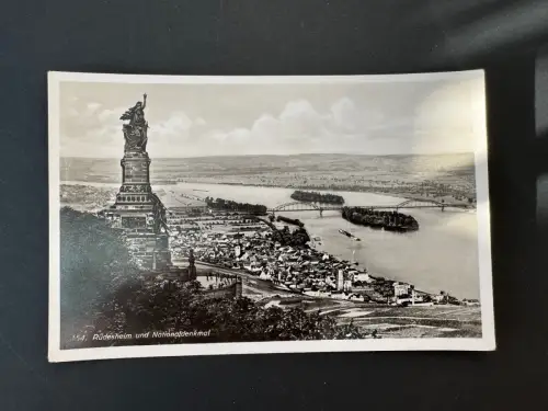 AK Foto Rüdesheim & Niederwalddenkmal Rhein um 1900 (B1 139)