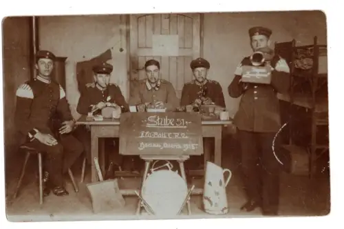 Foto AK Musiker · Stube 51 · 2. Ers.Btl. E.R.2 Hanau · Ostern 1918 (M1 044)