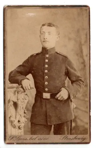 Antike CDV Soldat mit Stichwaffe Strasbourg Atelier Gerschelaine ca. 1890 -M1117
