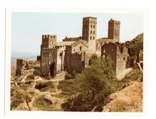 3 alte Farbfotos 1960er Ruinen Sant Pere de Rodes Spanien Costa Brava Katalonien