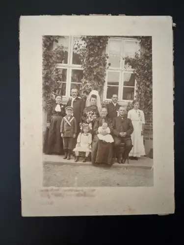 Antikes Hochzeitsfoto Familie ca. 1900 auf Karton montiert Vintage Fotografie