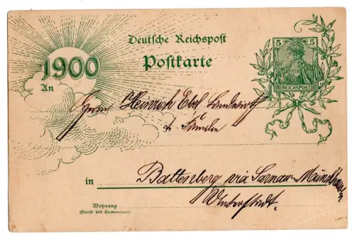 AK 1900 Deutsches Reich Germania 5 Pf Jahrhundertwechsel Battenberg (B2201)