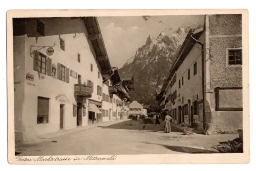 AK Mittenwald Untere Marktstraße Karwendel ungelaufen Bayern (B2168)