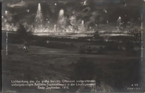 WK1 Feldpost AK Artillerie Trommelfeuer 1915 FAR 115 Schöningen 1916 (M1199)
