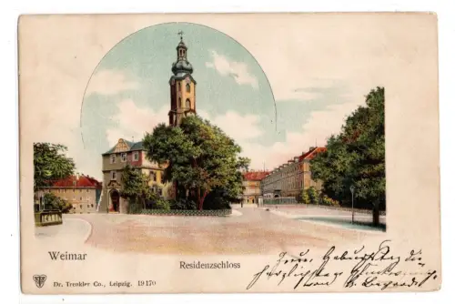 AK Weimar Residenzschloss Litho Dr. Trenkler Leipzig gelaufen (B2247)