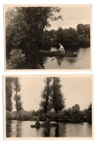 Fotografie 2x WK2 Frankreich Assey Soldaten im Boot Wehrmacht WW2 Gera F1114