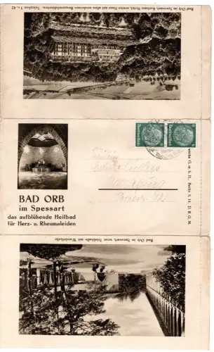 AK Bad Orb Spessart Heilbad Faltkarte Mehrbild 1941 Russland Text Kur