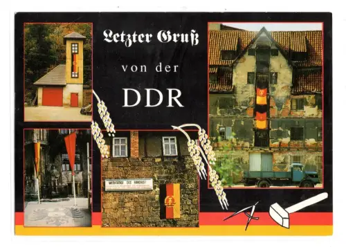 AK Letzter Gruß von der DDR Mauerfall Fahnen (B2240)