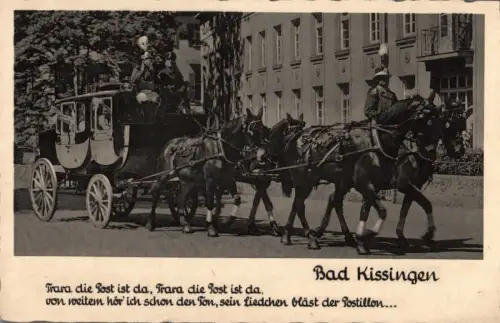 AK Bad Kissingen Postkutsche Kurbad Bayern gelaufen 1940 Sonderstempel  (B2254)