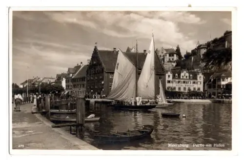 Foto AK Meersburg Bodensee Hafen Segelboote Sonderstempel  1939 (B2239)
