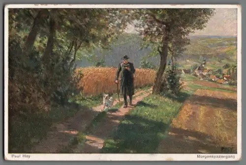 AK Paul Hey – „Morgenspaziergang“ (Künstlerkarte), ca. 1910–1925 (K2006)