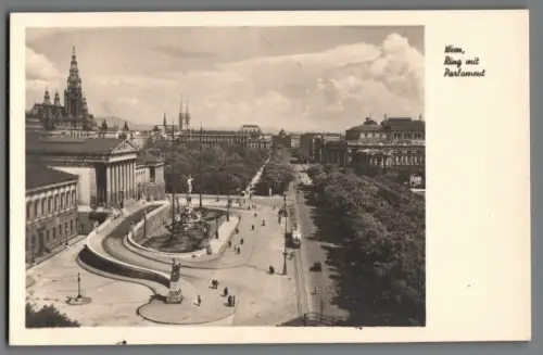 AK Wien – Ring mit Parlament, Sonderstempel Kahlenberg 483 m, ca. 1935  (C2142)