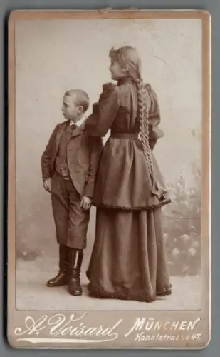 CDV Foto Geschwister Mädchen Junge Kinder München um 1910 Atelier Voisard C2167