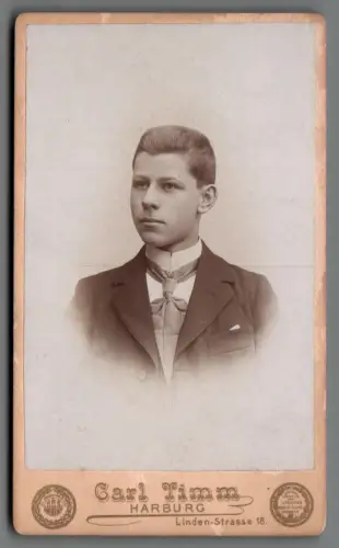 CDV Foto Knabe Schüler Jugendlicher Harburg um 1900 Atelier Timm C2169
