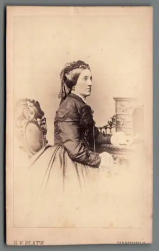 Frühe CDV Foto Sophie Volger geb. Mönkeberg Hannover Atelier Plate Hamburg C2178