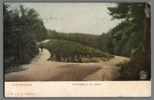 AK Harburg Vereinsweg in der Haake – frühe Farblitho um 1900–1910 (B2041)