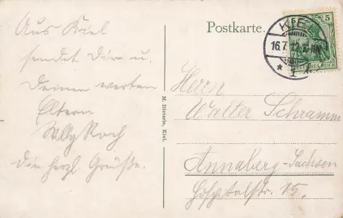 AK Kiel Schiffbauhöfe Germania-Werft Schiffe Schleswig-Holstein 1912 Postkarte