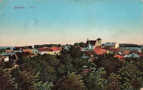 AK Buchau Bochov Totalansicht Kirche Böhmen 1913 gelaufen Postkarte