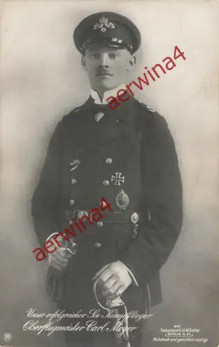 AK Kampfflieger Oberflugmeister Carl Meyer Portrait Sanke Nr. 411 Postkarte