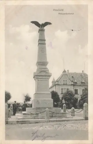 AK Hünfeld Kriegerdenkmal Hessen 1914 gelaufen Postkarte