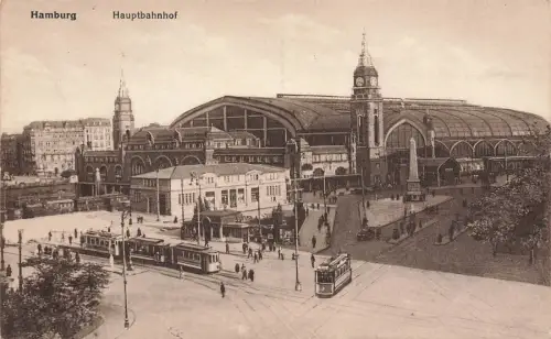 AK Hamburg Hauptbahnhof Strassenbahn Hamburg ungelaufen Postkarte