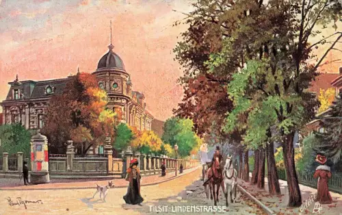 AK Tilsit Lindenstrasse Ostpreussen 1916 gelaufen Tucks Postkarte