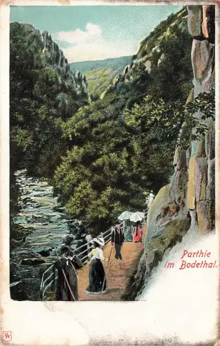 AK Bodethal Sommerfrische Menschen Sachsen-Anhalt ungelaufen Postkarte