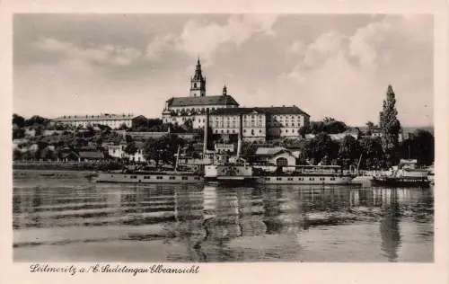 AK Leitmeritz Elbeansicht Dampfschiff Pirna Böhmen ungelaufen Postkarte