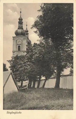 AK Jägerndorf Bürgbergkirche Schlesien Isergebirge 1942 gelaufen Postkarte