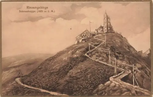 AK Schneekoppe Schlesien Riesengebirge 1942 ungelaufen Postkarte